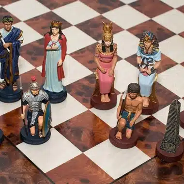 Roma y Egipto III Juego de ajedrez de madera de olmo y brezo y juego de ajedrez de estaño pintado a mano - Imagen 4