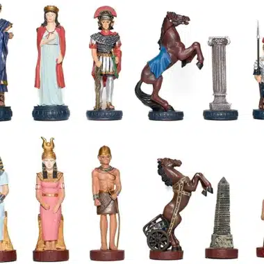 Roma y Egipto III Juego de ajedrez de madera de olmo y brezo y juego de ajedrez de estaño pintado a mano - Imagen 5