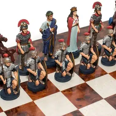 Roma y Egipto III Juego de ajedrez de madera de olmo y brezo y juego de ajedrez de estaño pintado a mano - Imagen 3