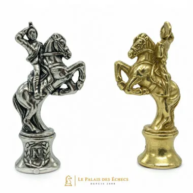 Caballos Napoleon II de metal macizo plateado y dorado, detalle de las figuras