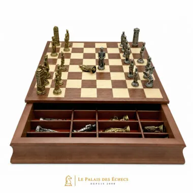 Set Romanos vs Bárbaros VI en metal sobre tablero con caja de almacenamiento abierta