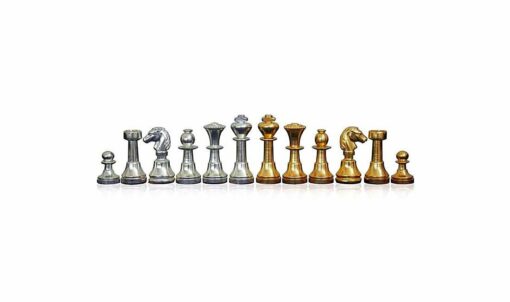 Juego de ajedrez de latón macizo chapado en oro y plata "Mignon