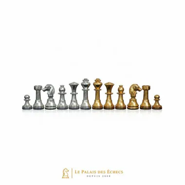 Juego de ajedrez de latón macizo chapado en oro y plata "Mignon