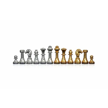 Juego de ajedrez de latón macizo chapado en oro y plata "Mignon