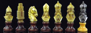 Juego de ajedrez de madera y metal 