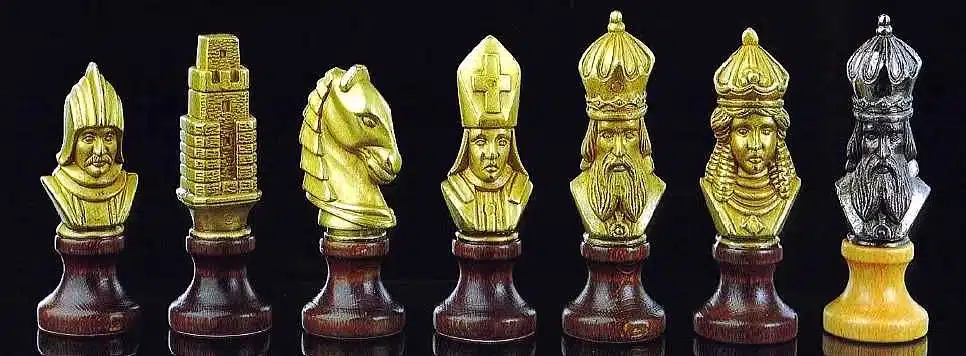 Juego de ajedrez de madera y metal "Moncada