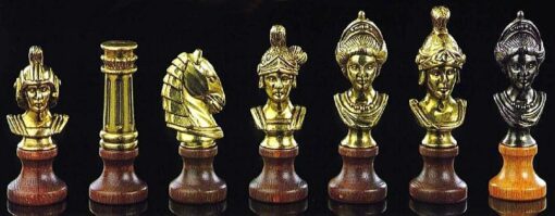 Juego de ajedrez de madera y metal "Busto Romano