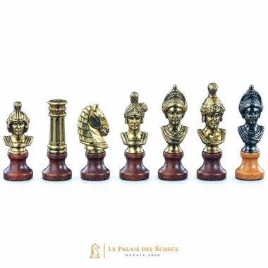 Juego de ajedrez de madera y metal "Busto Romano