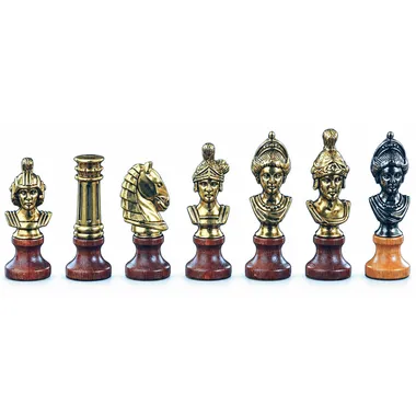 Juego de ajedrez de madera y metal "Busto Romano