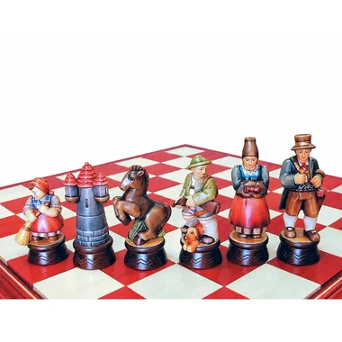 Alternative view of Juego de Ajedrez Alpine Pintado al Óleo en Madera de los Alpes Maciza Esculpido Tradicionalmente - Contáctenos para Verificar Disponibilidad