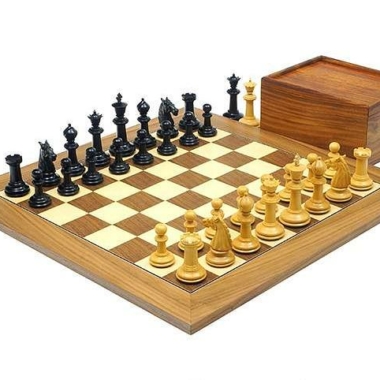 Conjunto "The Bath" Tablero de Ajedrez de Madera de Arce y Nogal & Juego de Ajedrez de Madera de Ébano