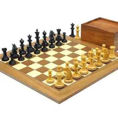 Set «The Bath»: tablero de arce y nogal con juego de ajedrez de ébano y caja