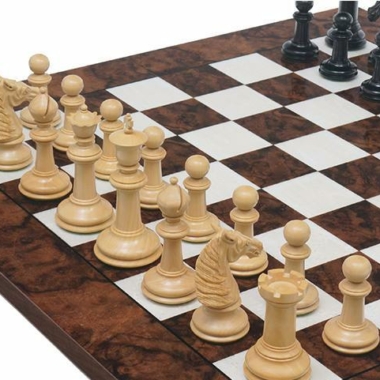 Juego de lujo de ébano Tablero de ajedrez de nogal oscuro y juego de ajedrez de ébano macizo
