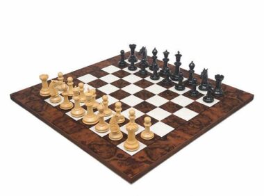 Juego de lujo de ébano Tablero de ajedrez de nogal oscuro y juego de ajedrez de ébano macizo