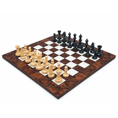 Juego de lujo de ébano Tablero de ajedrez de nogal oscuro y juego de ajedrez de ébano macizo