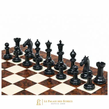 Juego de lujo de ébano Tablero de ajedrez de nogal oscuro y juego de ajedrez de ébano macizo