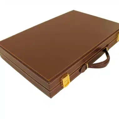 Alternative view of Backgammon de viaje magnético y plegable de cuero italiano marrón