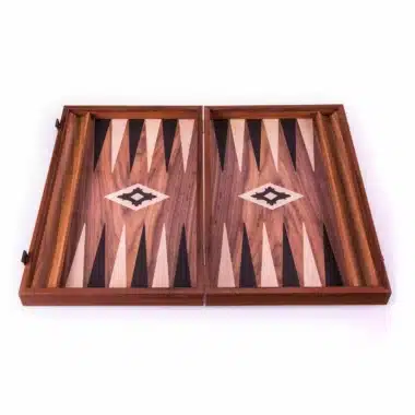 Backgammon Laminado de nogal con soportes laterales