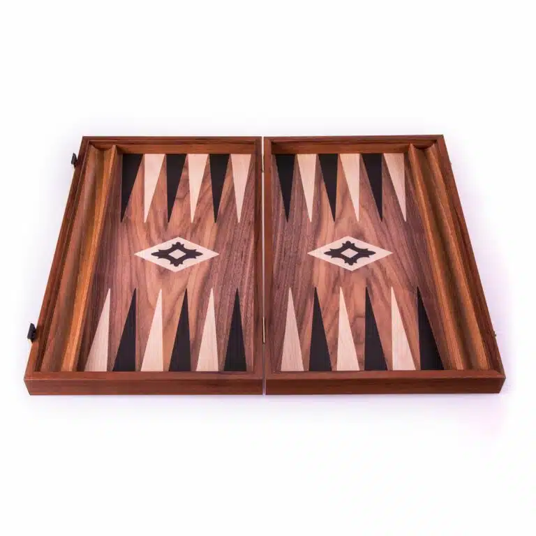 Backgammon Laminado de nogal con soportes laterales