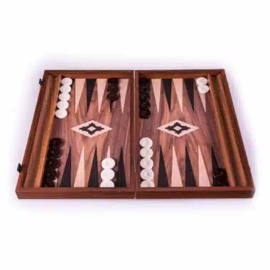 Alternative view of Backgammon Laminado de nogal con soportes laterales