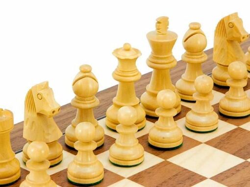 Juego de ajedrez "Deluxe Small" de nogal y juego de ajedrez de madera de boj ebonizada