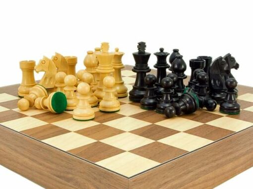 Juego de ajedrez "Deluxe Small" de nogal y juego de ajedrez de madera de boj ebonizada