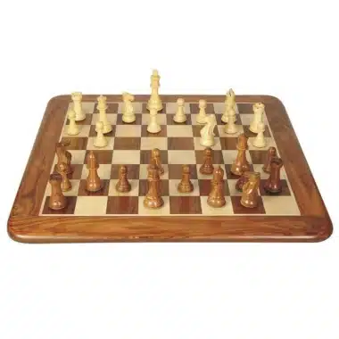 Conjunto Supremo Clásico Tablero de Ajedrez de Madera de Rosa Dorada y Arce y Juego de Ajedrez de Madera de Rosa Dorada
