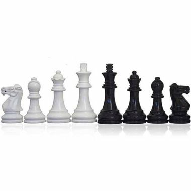 Juego de ajedrez clásico Staunton de metal macizo lacado en blanco y negro