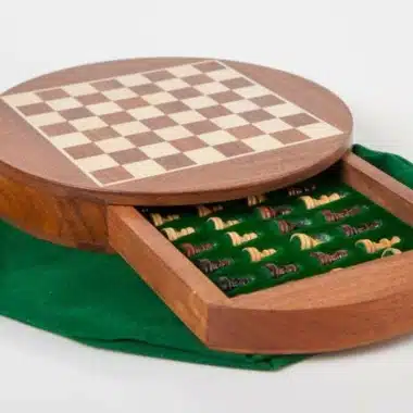 Juego de viaje redondo magnético con cajón de madera - Imagen 3