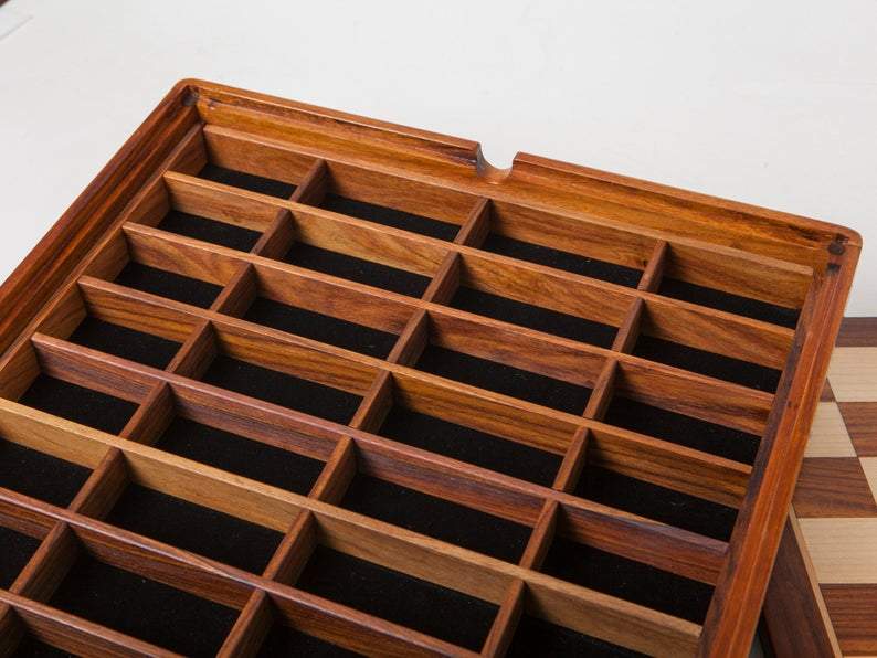 Conjunto Bonito Flower IV Tablero de Ajedrez de Madera de Rosa Dorada y Juego de Ajedrez de Metal Macizo - Imagen 12