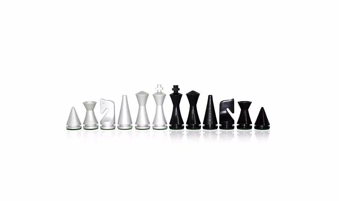 Juego de ajedrez moderno de madera de brezo y arce gris y juego de ajedrez de madera lacada en blanco y negro - Imagen 8