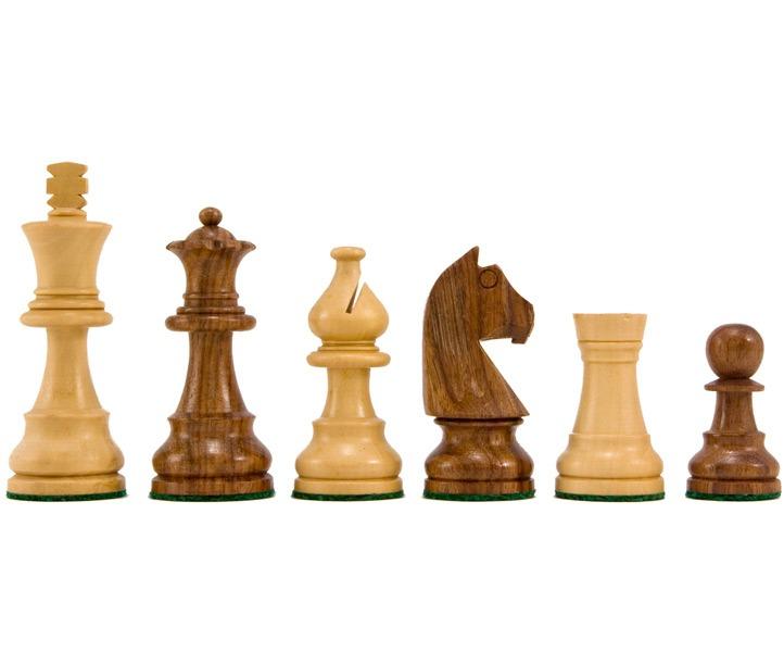 Conjunto Classic IX Tablero de Ajedrez en Similcuero y Juego de Ajedrez en Madera de Rosa Dorado - Imagen 2