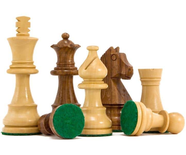 Conjunto Classic IX Tablero de Ajedrez en Similcuero y Juego de Ajedrez en Madera de Rosa Dorado - Imagen 3