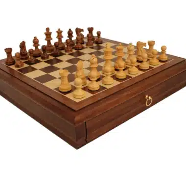 Conjunto "Tilleul Small" Tablero de Ajedrez de Madera de Nogal con Cajón de Almacenamiento & Juego de Ajedrez Staunton de Madera - Imagen 3