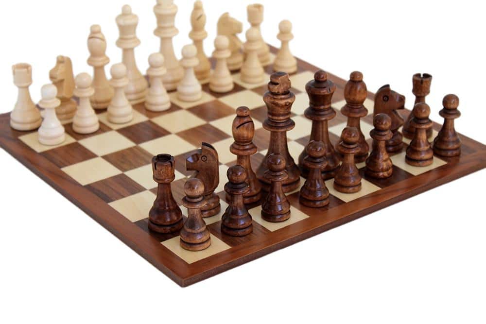 Conjunto de Ajedrez para Principiantes en Madera y Tablero de Ajedrez en Madera de Nogal y Arce