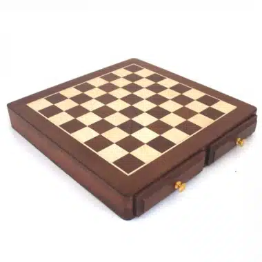 Tablero de Ajedrez de Madera de Rosa Dorado y Arce con Doble Cajón de Almacenamiento