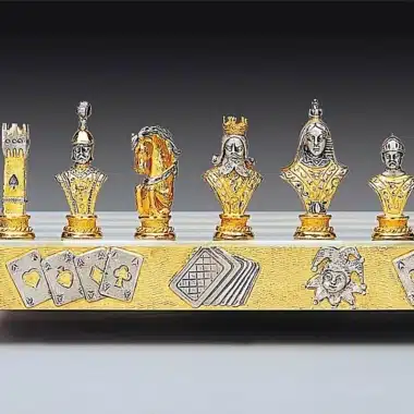 Alternative view of Conjunto de Póker I Tablero de Ajedrez y Juego de Ajedrez en Bronce, Ónix y Oro de 24 Quilates