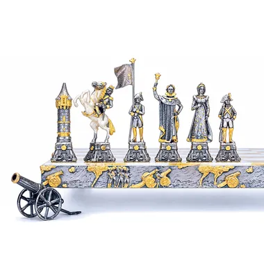 Alternative view of Conjunto Napoleón Bonaparte Tablero de Ajedrez y Juego de Ajedrez en Bronce, Ónix y Oro de 24 Quilates