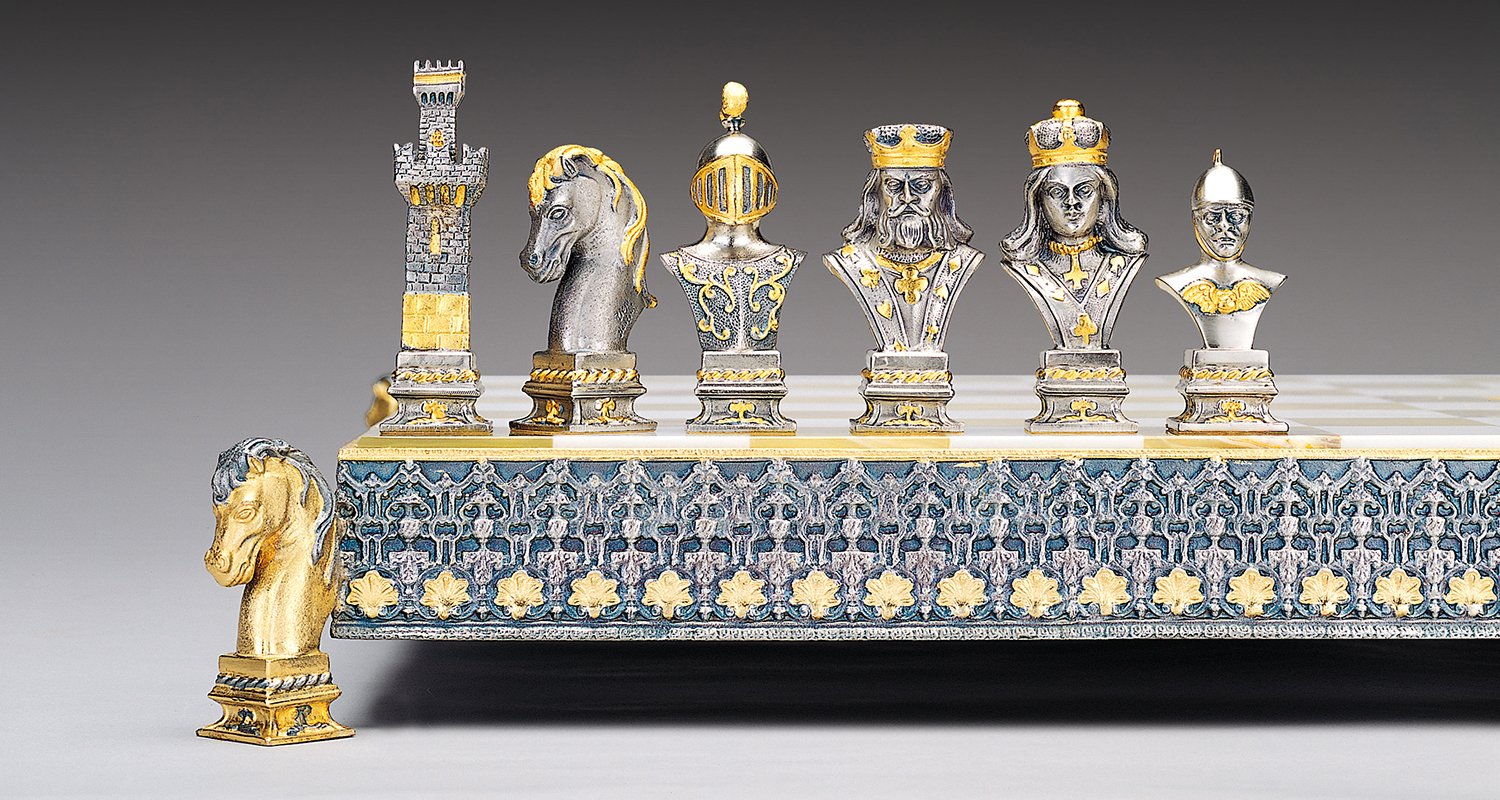 Conjunto Poker II Tablero de Ajedrez y Juego de Ajedrez en Bronce, Ónix y Oro de 24 Quilates - Imagen 2