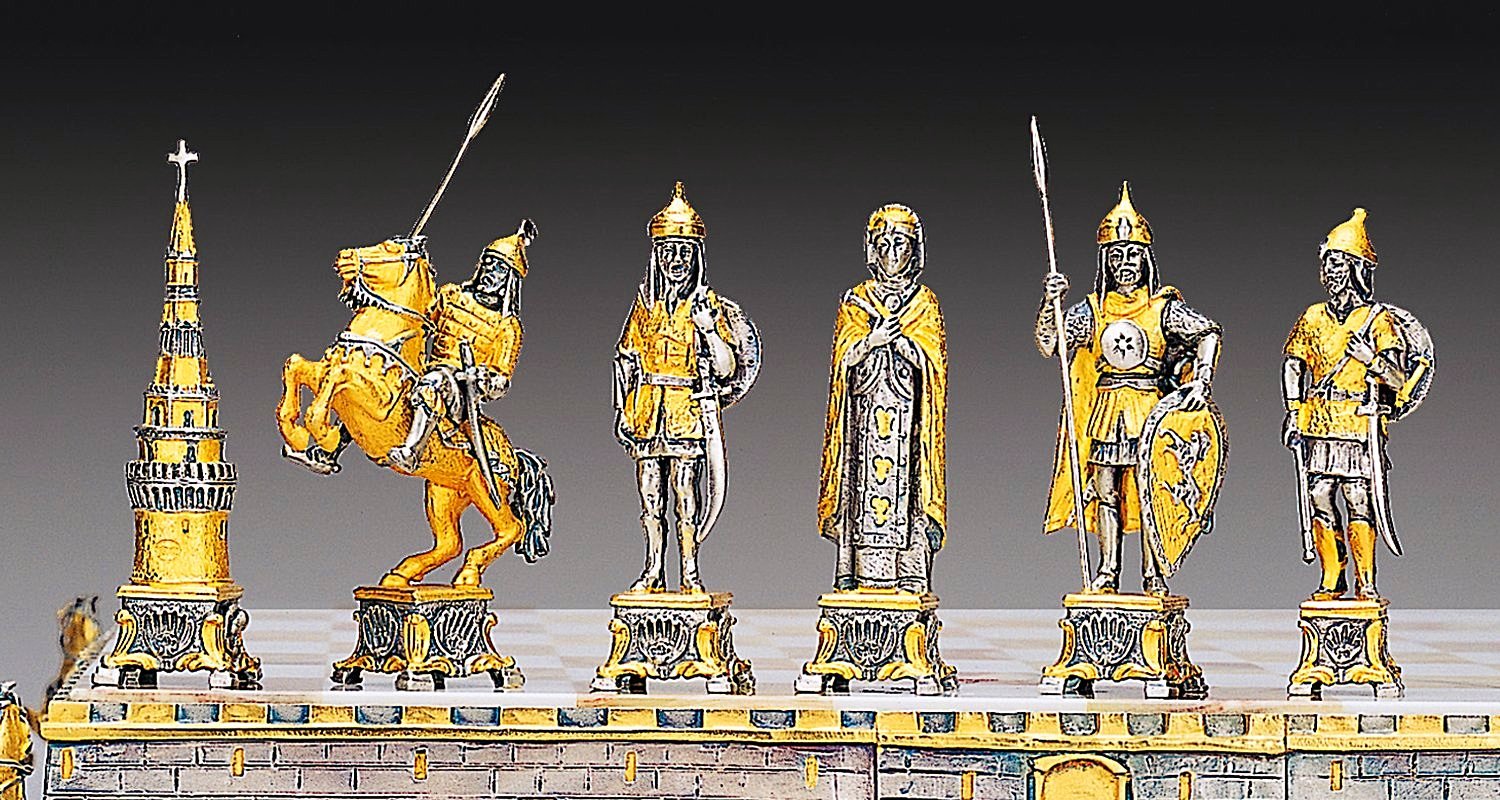 Conjunto Napoleón Bonaparte y el Zar Dimitri Tablero y Juego de Ajedrez en Bronce, Ónix y Oro de 24 Quilates - Imagen 3