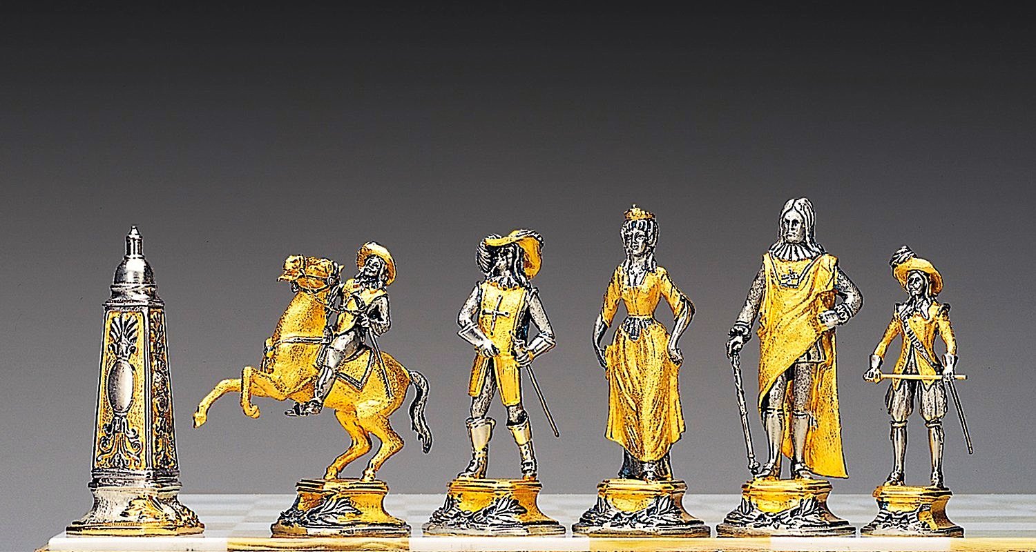 Conjunto Louïs XIV el Rey Sol Mesa de Ajedrez y Juego de Ajedrez en Bronce, Ónix y Oro de 24 Quilates - Imagen 2