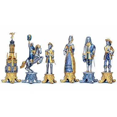 Alternative view of Conjunto XL Luis XIV el Rey Sol Mesa de Ajedrez rectangular y Juego de Ajedrez en Bronce, Ónix y Oro de 24 Quilates