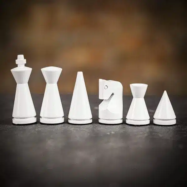 Juego de ajedrez moderno de madera de brezo y arce gris y juego de ajedrez de madera lacada en blanco y negro - Imagen 6