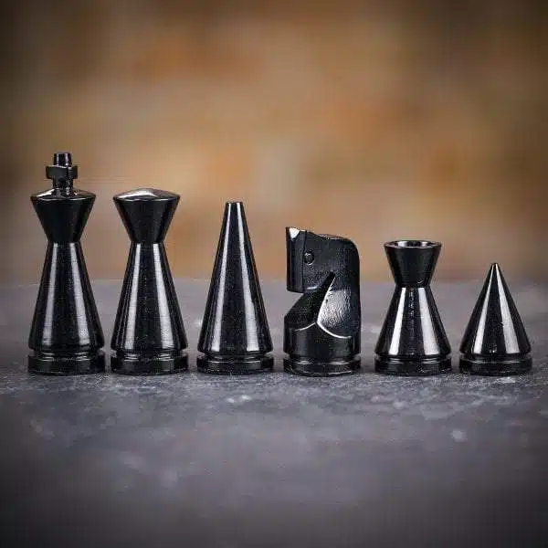 Juego de ajedrez moderno de madera de brezo y arce gris y juego de ajedrez de madera lacada en blanco y negro - Imagen 7