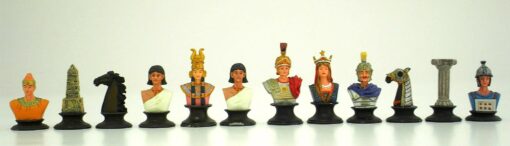 Juego de ajedrez de estaño pintado a mano "Bustos romanos vs egipcios