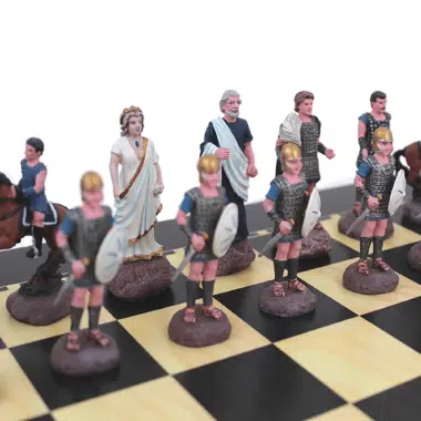Tablero de ajedrez de madera de la batalla de Troya y juego de ajedrez de estaño - Imagen 3