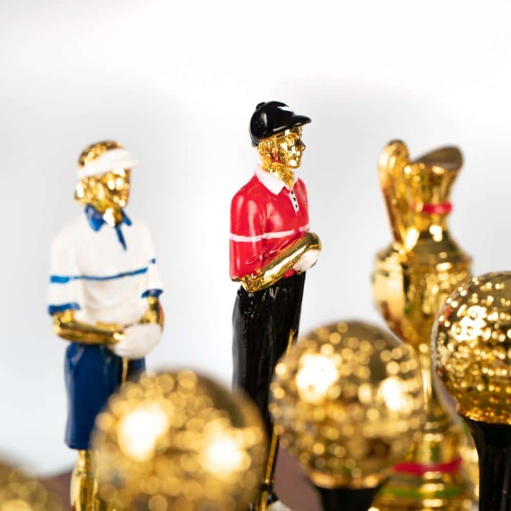 Conjunto Golfista Tablero de Ajedrez de Madera de Olmo y Brezo Lacado & Juego de Ajedrez de Estaño - Imagen 8