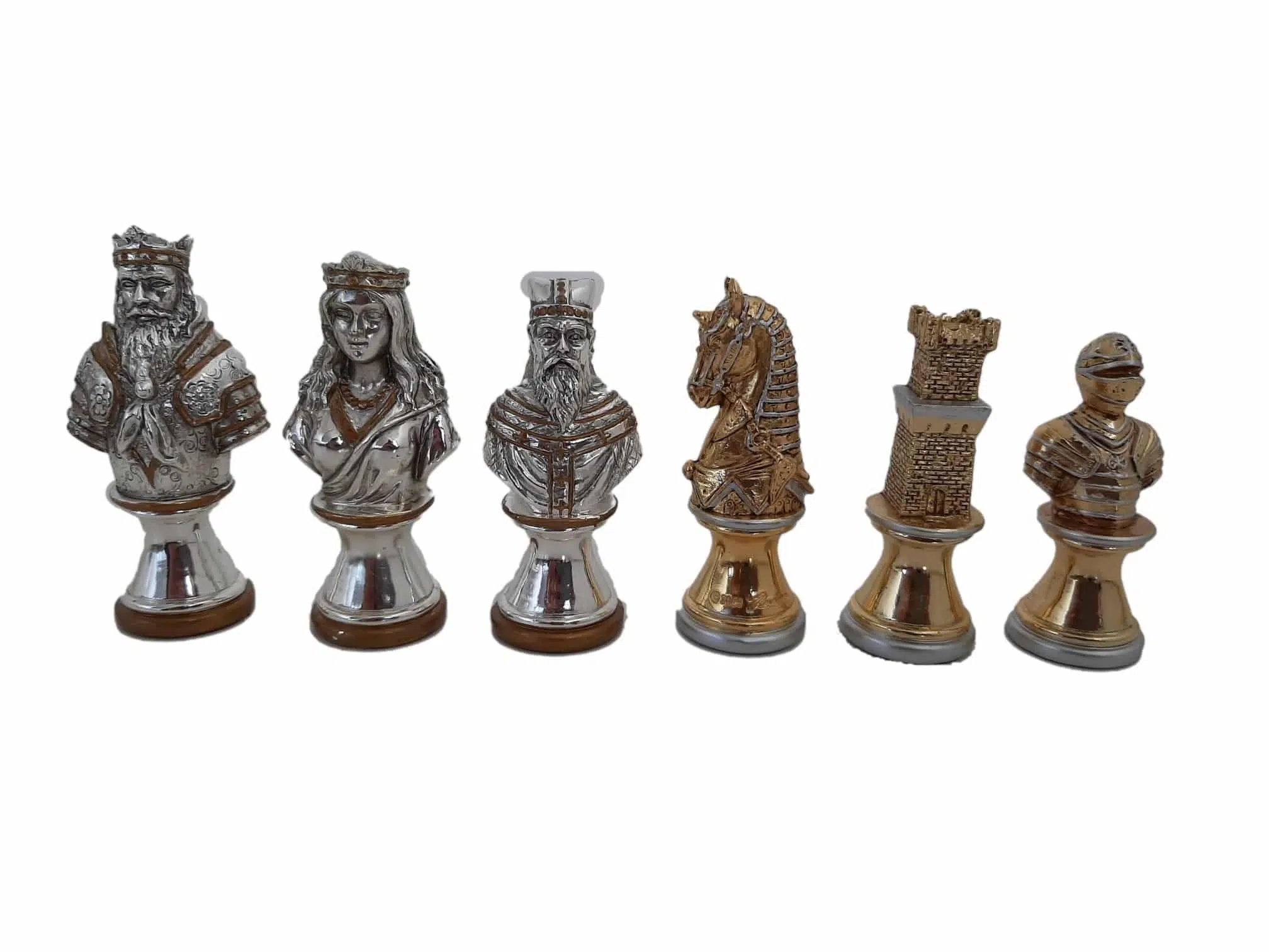 Busto medieval de peltre y juego de ajedrez de mármol - Imagen 3