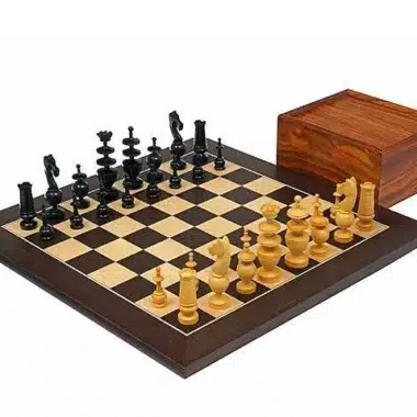 Juego de ajedrez Palais Français completo con tablero de wengué y caja de almacenamiento