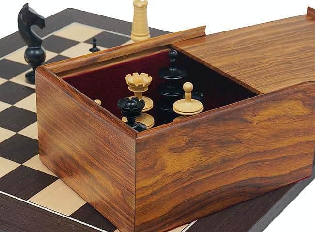 Conjunto Palacio Francés Tablero de Ajedrez en Wengué & Juego de Ajedrez en Madera de Buxo Ebonizado - Imagen 9